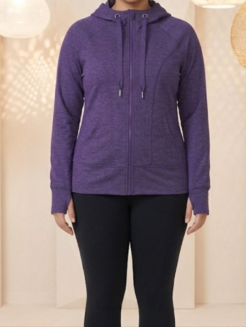 90 Degree By Reflex, Heathered Purple Full Zip Hoodie-Size LG EUC